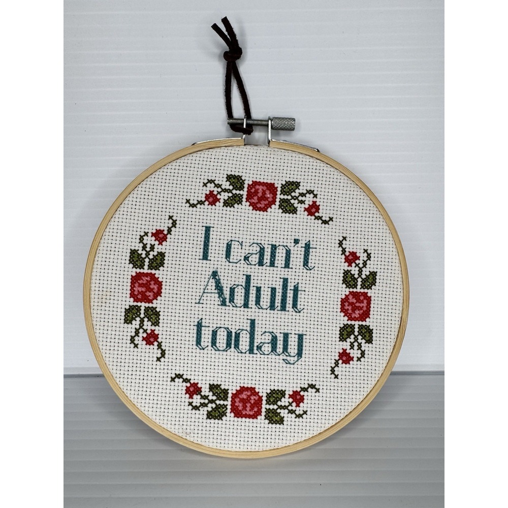 Finished Dimensions Cross Stitch Embroidery Kit "I Can't Adult Today" 6 Inches